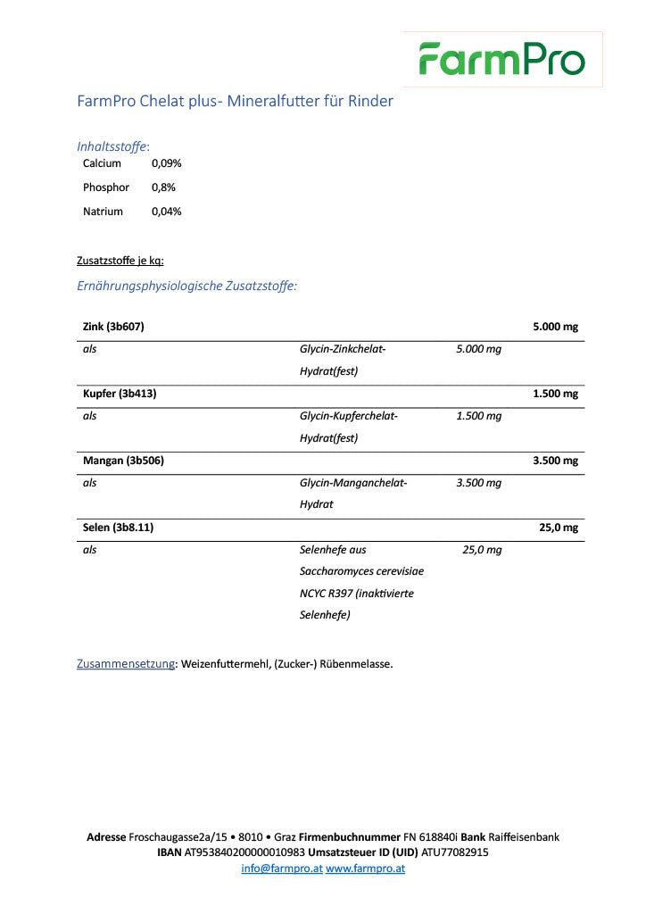 Farmpro Chelat Plus - Mineralfutter für Rinder