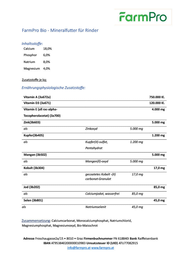 Farmpro Vital - Mineralfutter für Rinder