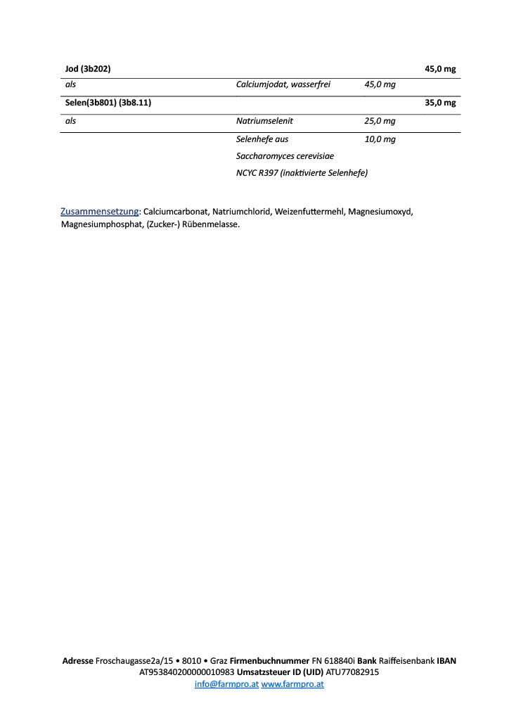 Farmpro Standard - Mineralfutter für Rinder
